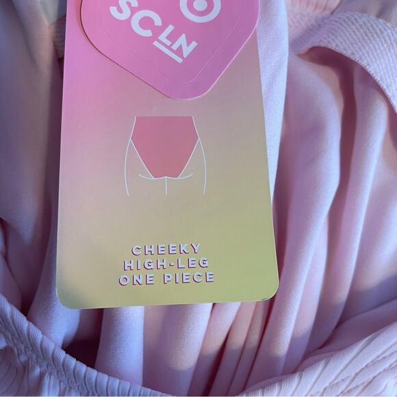 Stoney Clover x Target Pink Ribbed One Piece Cheeky High Leg Swimsuit XS 0 2 new - Picture 10 of 14